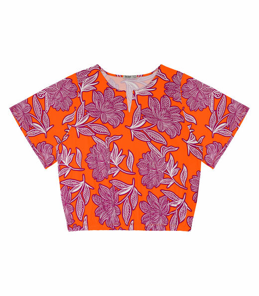 Blusa Manga Curta Feminina Plus Size Secret Glam Laranja