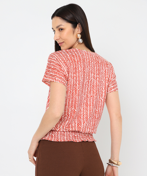 Blusa Feminina Estampada Manga Curta Marisa Laranja