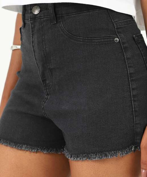 Short Feminino Boyfriend Uber Jeans Preto