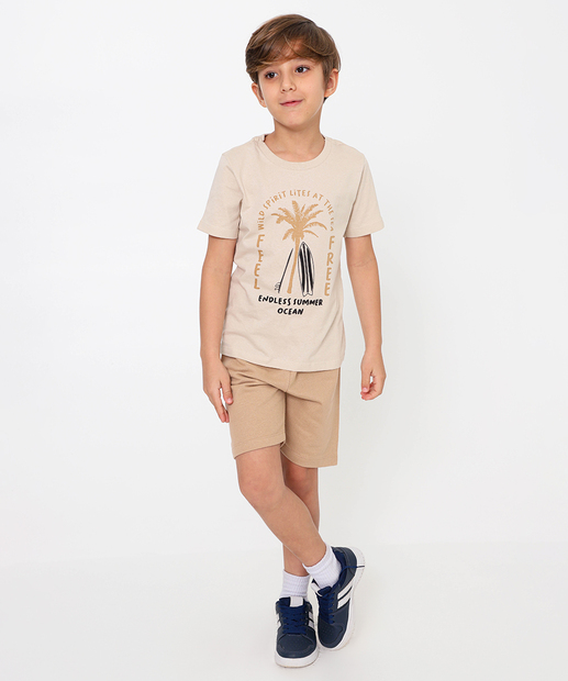Conjunto Infantil Estampado Marisa Tam 4 a 10 Bege
