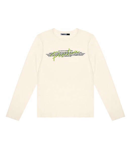 Camiseta Manga Longa Juvenil Em Meia Malha Minty Bege