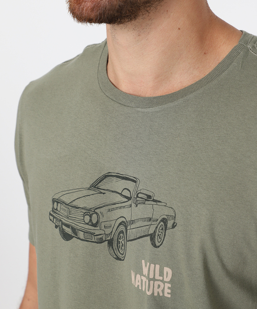 Camiseta Masculina Carro Manga Curta Marisa Verde