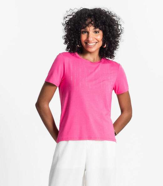 Blusa Feminina Manga Curta Select Rosa
