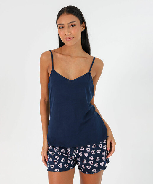 Image_Pijama Feminino Corações Sem Manga Marisa Azul