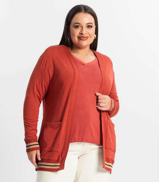 Cardigam Plus Size Feminino Secret Glam Vermelho
