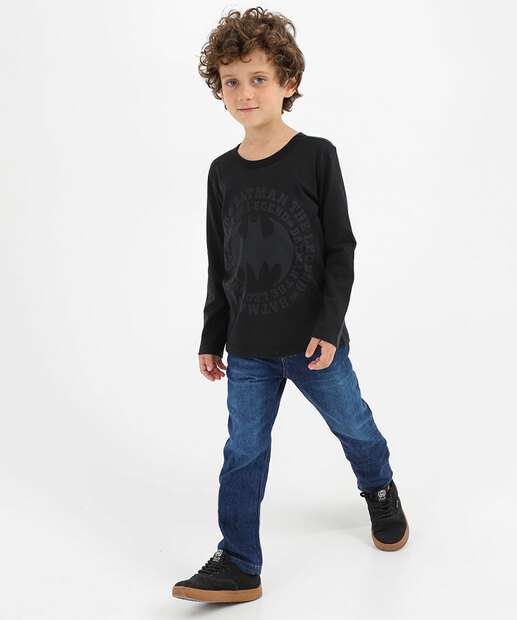 Camiseta Infantil Batman Warner Bros Tam 4 a 10 Preto
