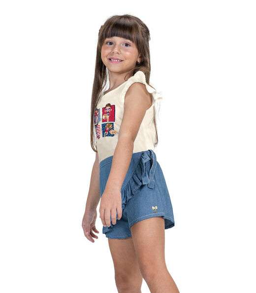 Image_Conjunto Juvenil Blusa E Shorts Saia Trick Nick Bege