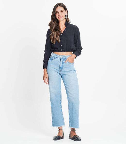 Camisa Feminina Manga Longa Rovitex Preto