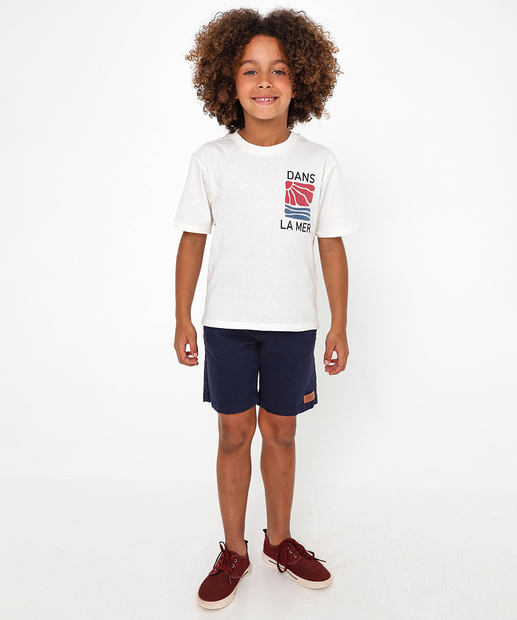 Camiseta Infantil Estampa MR Tam 4 a 10 Off White