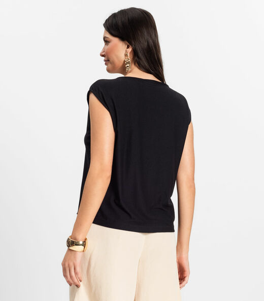 Blusa Feminina em Visco Creponada Rovitex Preto