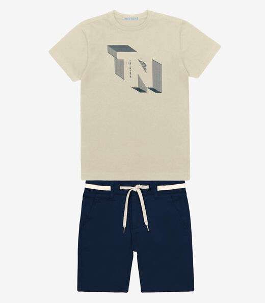 Image_Conjunto Menino Camiseta Com Bermuda Trick Nick Bege