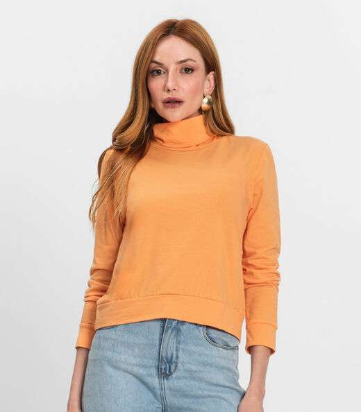 Blusão Gola Alta Infinita Cor Feminino Laranja