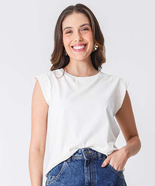 Image_Blusa Feminina Muscle Tee Recorte Laise Marisa Off White