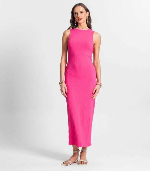 Vestido Midi Longo Feminino Endless Rosa