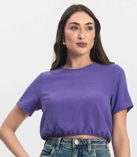Blusa Feminina Manga Curta Infinita Cor Roxo