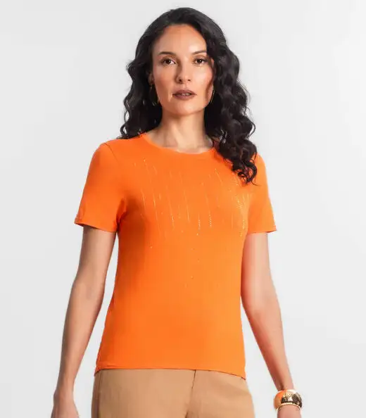 Blusa Feminina Manga Curta Select Laranja