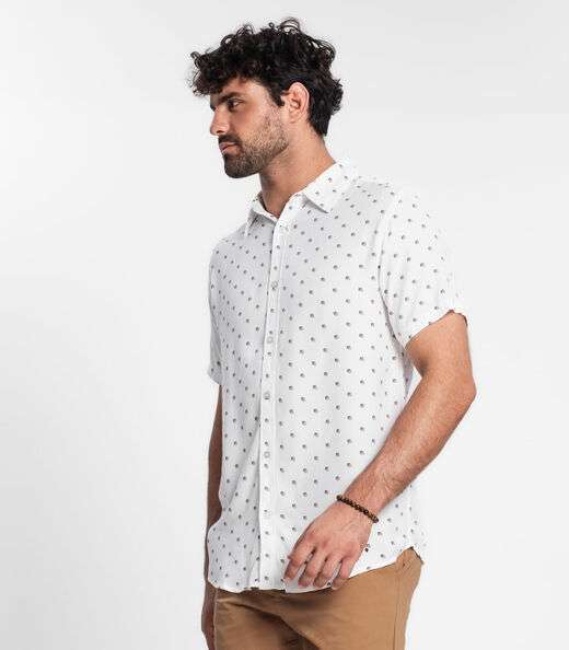 Camisa Masculina Em Viscose Diametro Branco