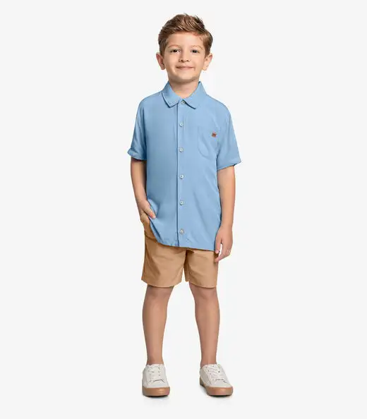Conjunto Infantil Camisa Com Bermuda Trick Nick Azul