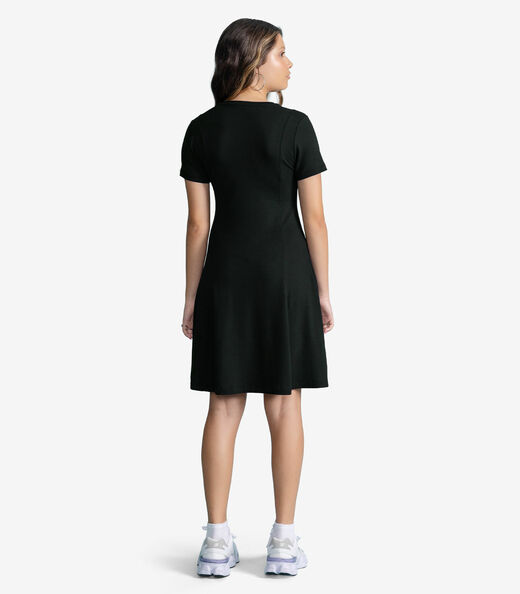 Vestido Feminino Molecotton De Viscose Evasê Minty Preto