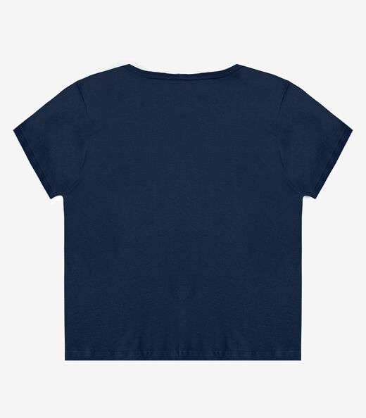 Blusa Feminina Manga Curta Estampada Select Azul