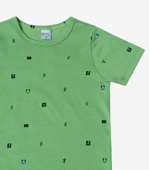 Camiseta Infantil Masculina Animais Infinita Cor Verde