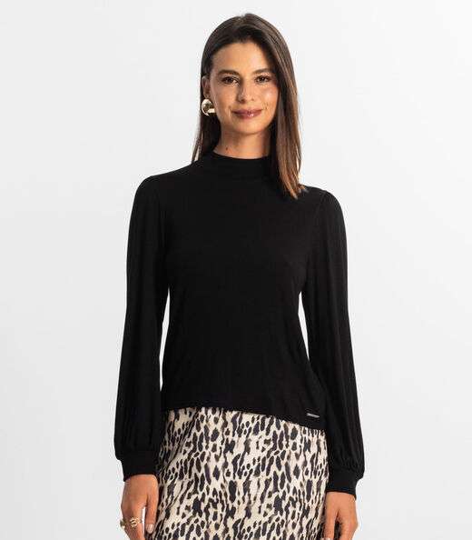 Blusa Manga Longa Feminina Rovitex Preto