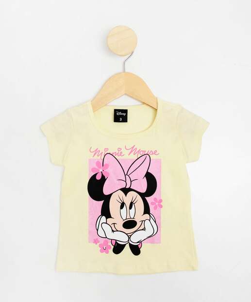 Camiseta Infantil Glitter Minnie Disney Tam 1 a 3