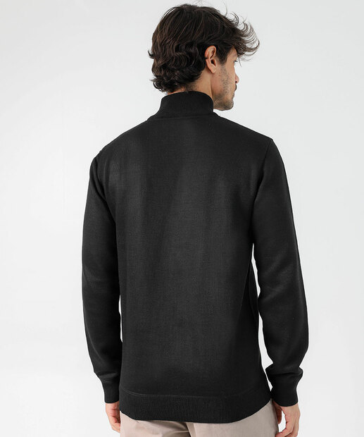 Suéter Masculino Tricô Half Zíper MR Preto