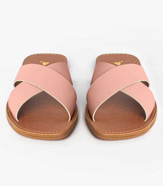 Sandália Rasteirinha Com Tiras Largas Select Rosa