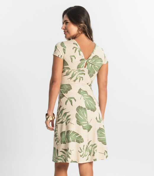 Vestido Curto Feminino Em Liganete Select Bege