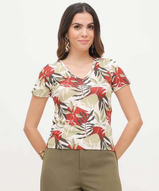 Blusa Feminina Estampada Manga Curta Marisa