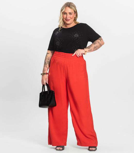 Blusa Manga Curta em Viscotorcion Secret Glam Preto