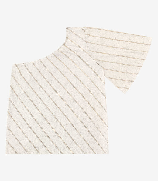 Blusa Feminina Viscolinho Lurex Ombro Só Endless Bege
