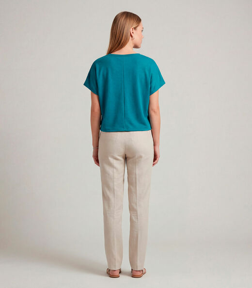 Blusa Feminina Básica Com Manga Curta Infinita Cor Azul