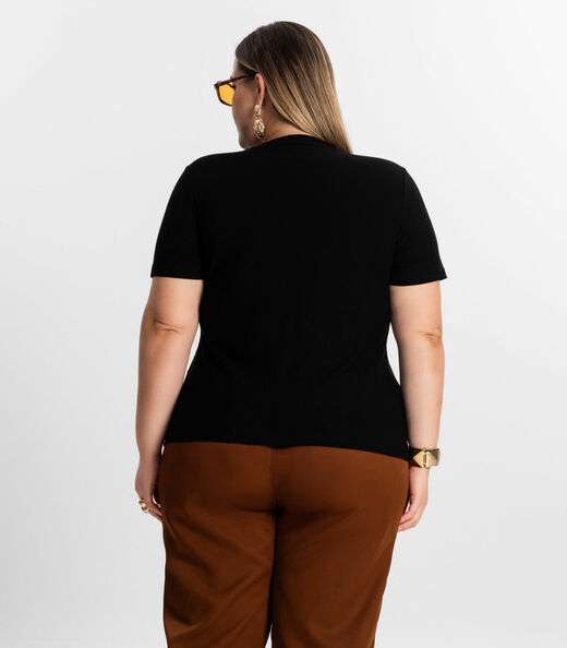Blusa Feminina Plus Size Secret Glam Preto