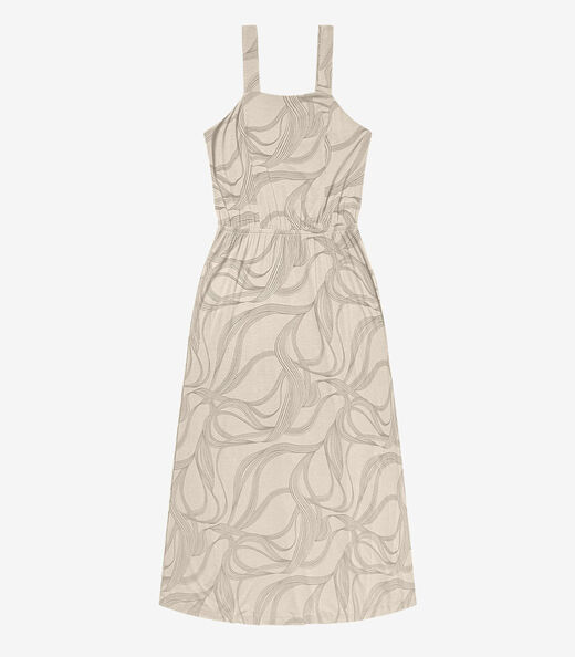 Vestido Midi em Viscotorcion Rovitex Bege