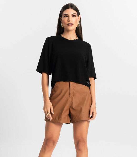 Image_Blusa Feminina Manga Curta em Molecotton Endless Preto