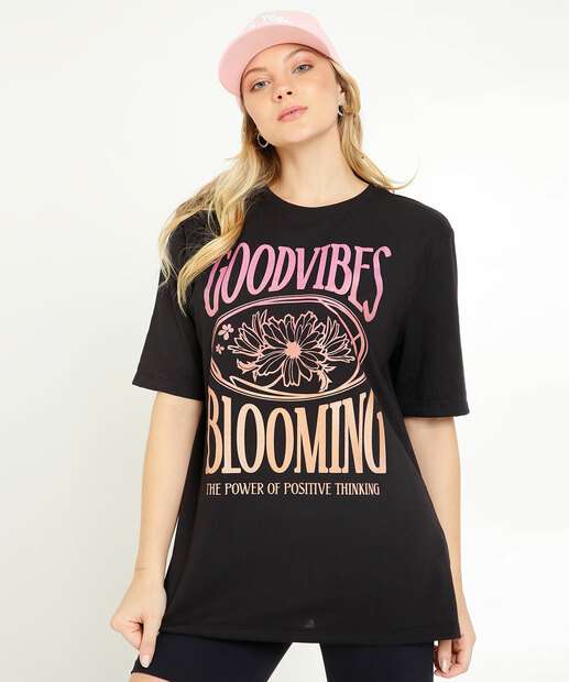Blusa Feminina Estampa Frases Manga Curta Marisa