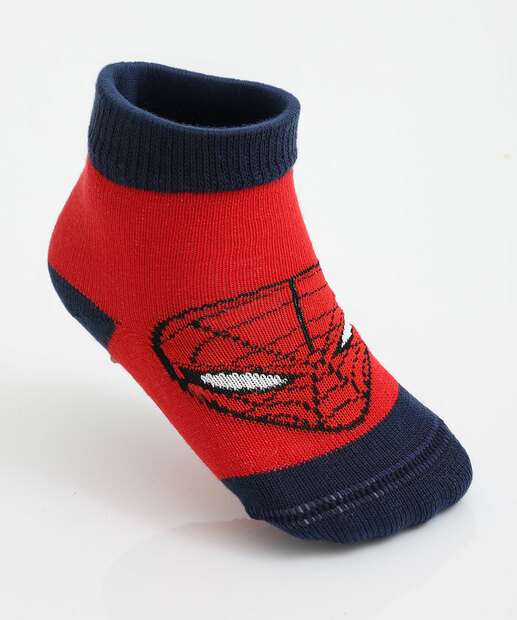 Kit 2 Meias Infantil Estampa Homem Aranha Marvel Vermelho 