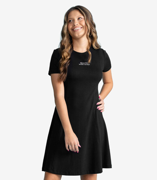 Image_Vestido Feminino Molecotton De Viscose Evasê Minty Preto