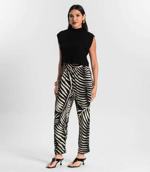 Calça Feminina Estampada Rovitex Preto