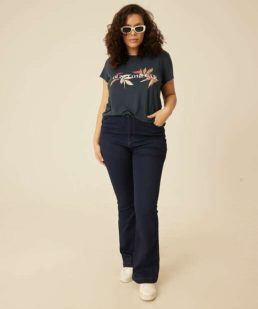 Calça Plus Size Feminina Jeans Flare