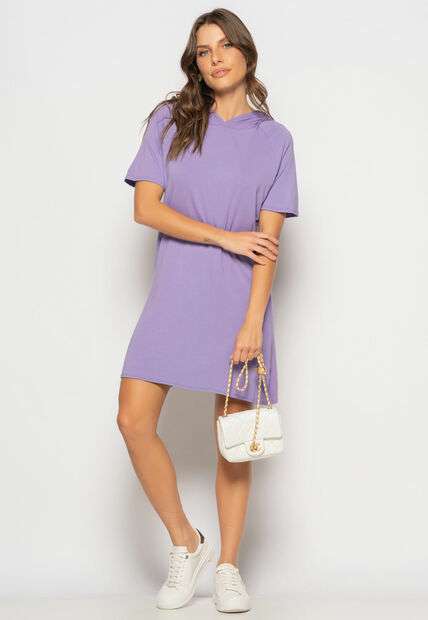 Image_Vestido Curto Com Capuz Malha Lilás Salvatore
