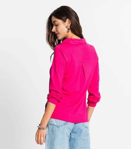 Camisa Manga Longa  Com Botões Endless Rosa