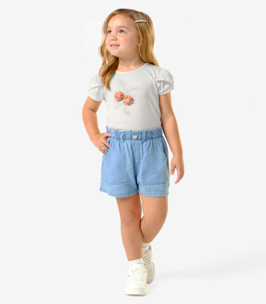 Shorts Infantil Menina Jeans Trick Nick Azul