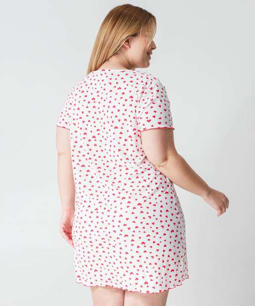 Camisola Plus Size Canelada Corações Marisa Off White