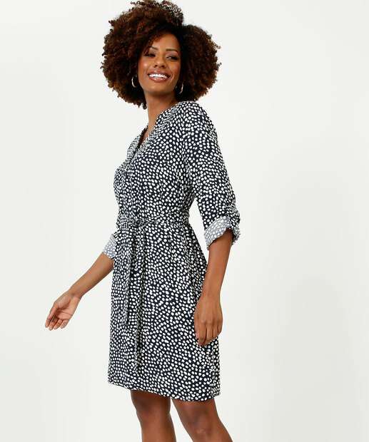 Vestido Feminino Chemise Poá Manga 7/8 Marisa