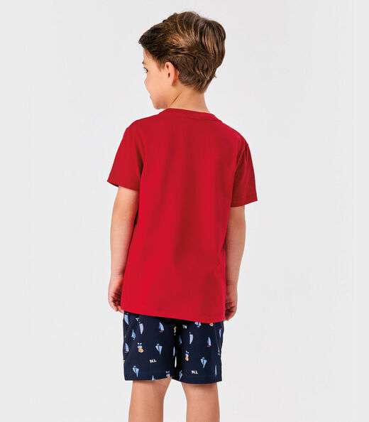 Conjunto Infantil Camiseta Com Bermuda Trick Nick Vermelho