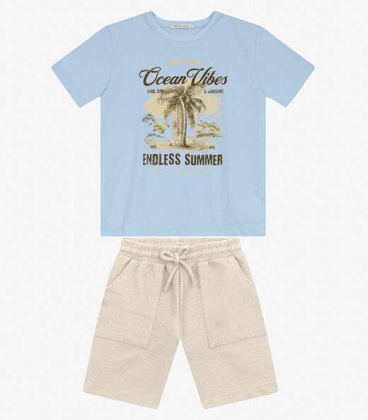 Conjunto Masculino Camiseta com Bermuda Trick Nick Azul