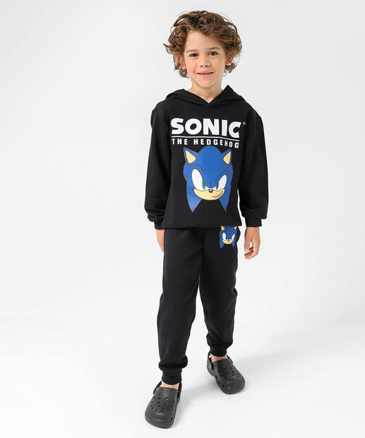 Image_Calça Infantil Jogger Moletom Sonic Tam 4 a 10 Preto